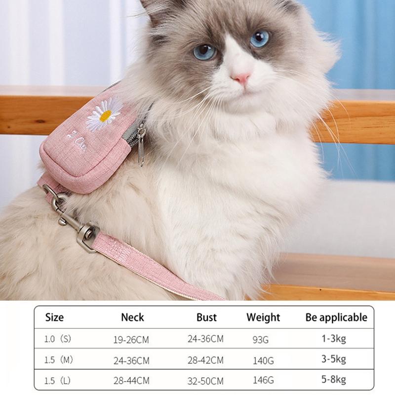 Adjustable Cat Traction Rope Backpack Harness With Snack Pouch 9