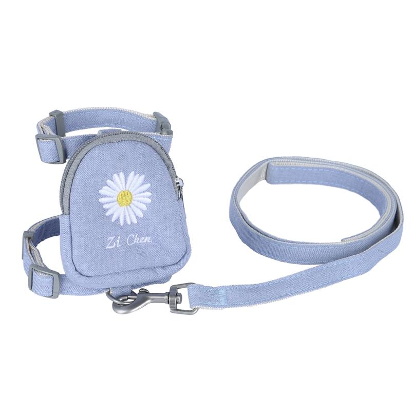 Adjustable Cat Traction Rope Backpack Harness With Snack Pouch 4