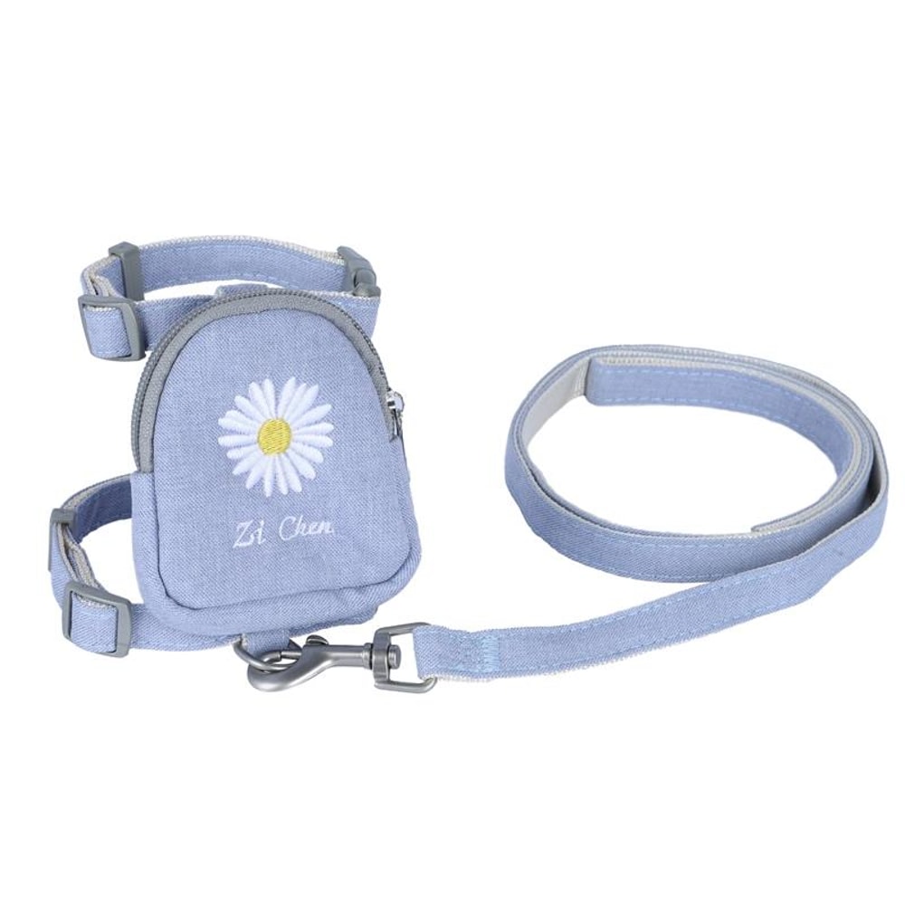 Adjustable Cat Traction Rope Backpack Harness with Snack Pouch