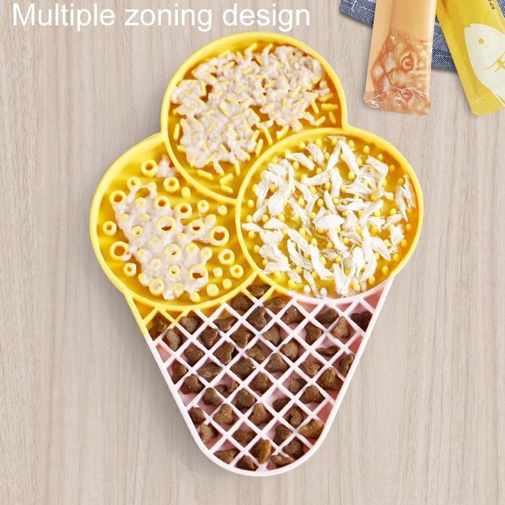 Ice Cream Pet Lick Mat Slow Feeder Tray For Dogs Cats With Suction Cups 5