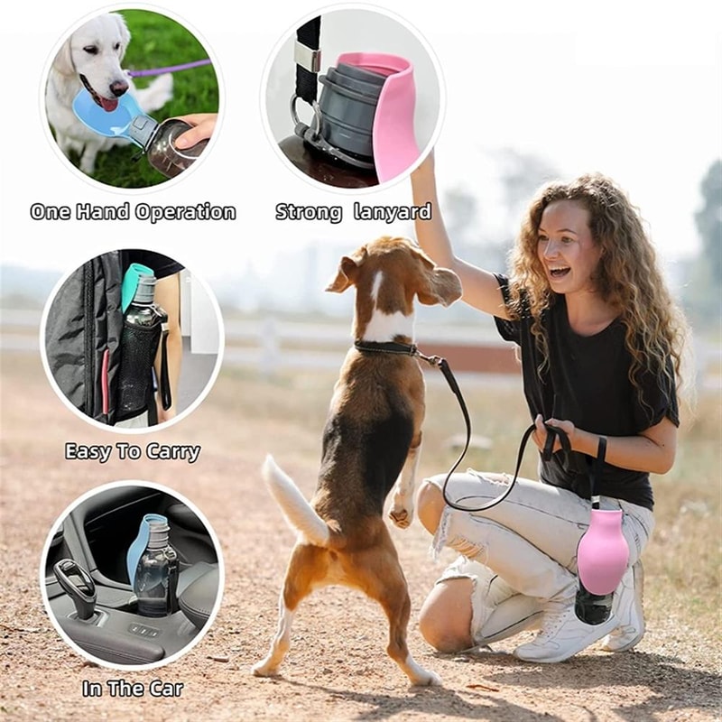 LeafFlow Portable Pet Water Bottle With Foldable Bowl Leak Proof Travel Dispenser 2