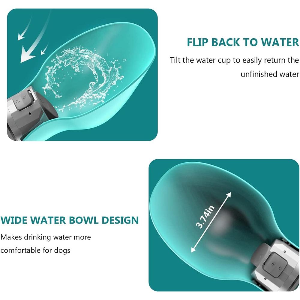 LeafFlow Portable Pet Water Bottle With Foldable Bowl Leak Proof Travel Dispenser 8