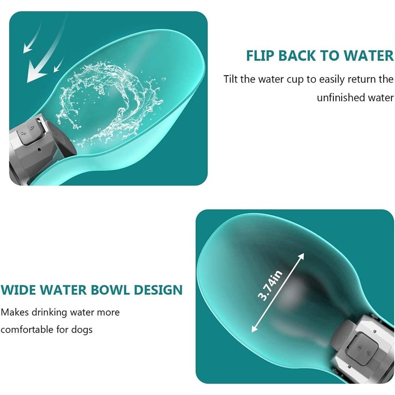 LeafFlow Portable Pet Water Bottle With Foldable Bowl Leak Proof Travel Dispenser 8