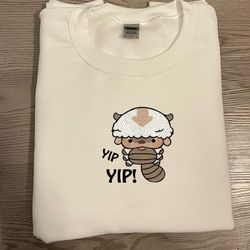 yip yip appa embroidery sweatshirt, appa anime embroidered sweaters, avatar gifts for fan