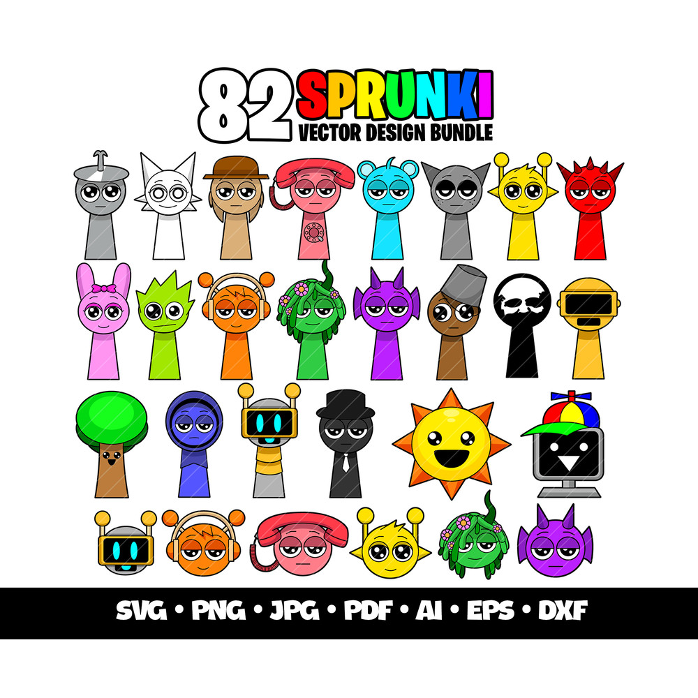 Incredibox Sprunki Svg Bundle Characters 0