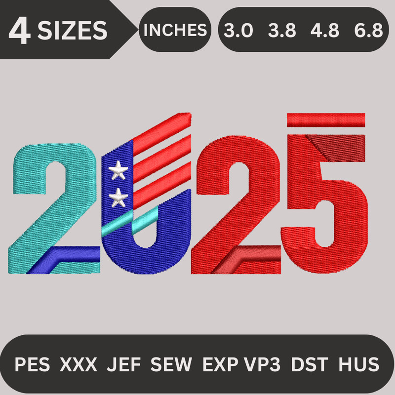 Happy New Year USA Embroidery Design 0