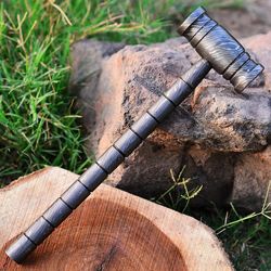 authenticity in art: ash wood handle viking war hammer
