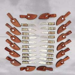 assorted lot of 20 6 custom hunting skinner knives, damascus steel