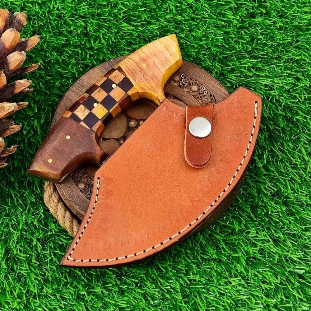 Exclusive Handmade Damascus Ulu Knife Custom Made Kitchen Precision 5