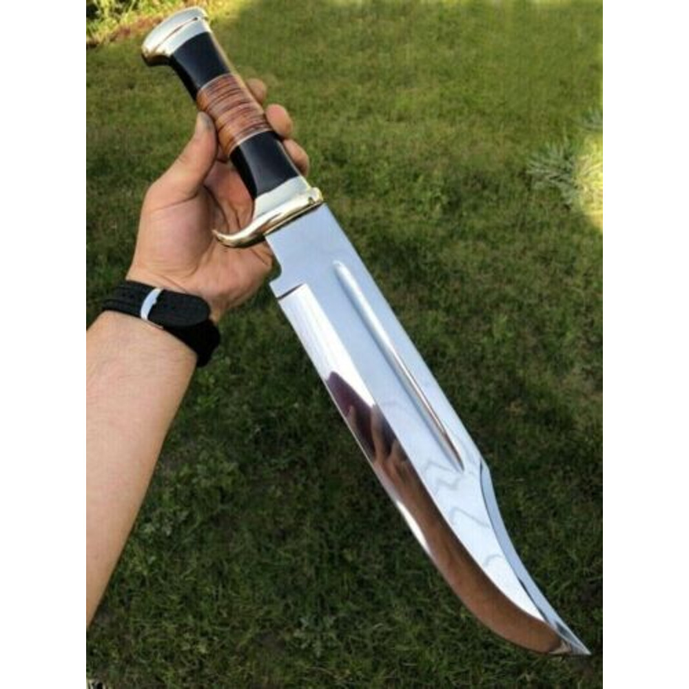 High Polish 18 Inch Crocodile Dundee Hunting Bowie Knife Custom Handmade D2 Steel 1