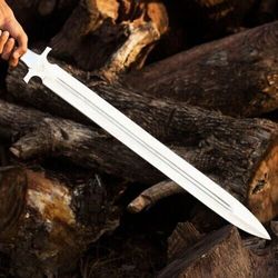 handmade d2 steel viking sword battle ready medieval sword wood & leather handle with leather sheathe gift for usa