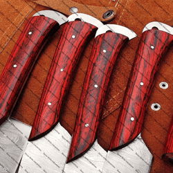 handmade damascus steel chef set 5 pic kitchen set with sharpener wood handle handle with leather sheathe gift for usa