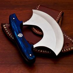 handmade pizza cutter ulu knife, meat cutting knife, outdoor kitchen knife, camping knife, anniversary gift, birthday