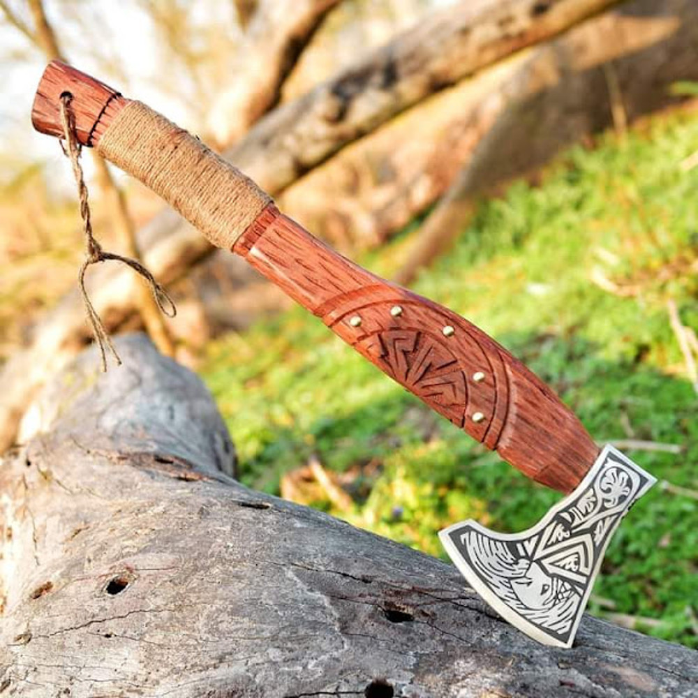 Viking Forged Axe RAGNAR Personalized Hatchet Viking Axe Viking Hatchet Bearded Axe Camping Axe Birthday Chris 3