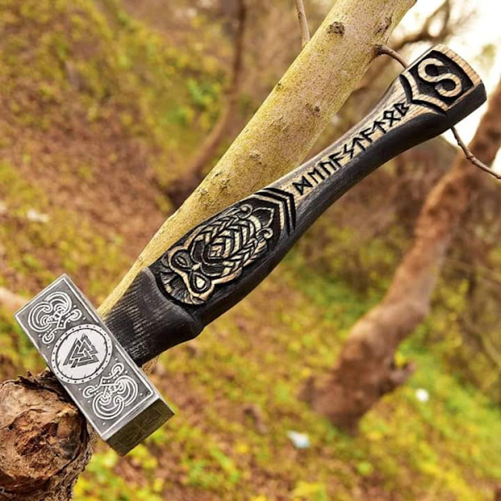 Custom Handmade Combat Survival Camping Hunting Viking Tactical Tomahawk Hammer With Leather Sheathe Gift For USA 0