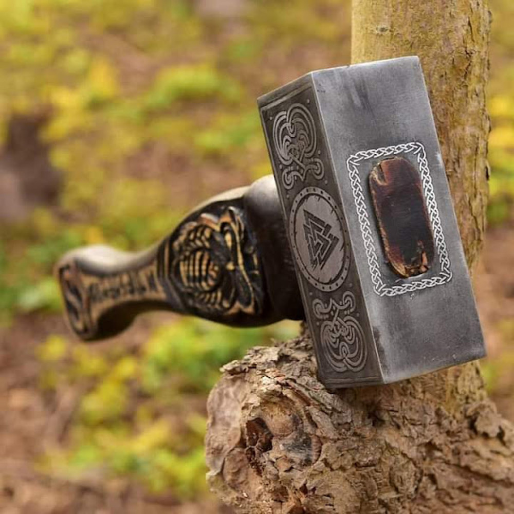 Custom Handmade Combat Survival Camping Hunting Viking Tactical Tomahawk Hammer With Leather Sheathe Gift For USA 3