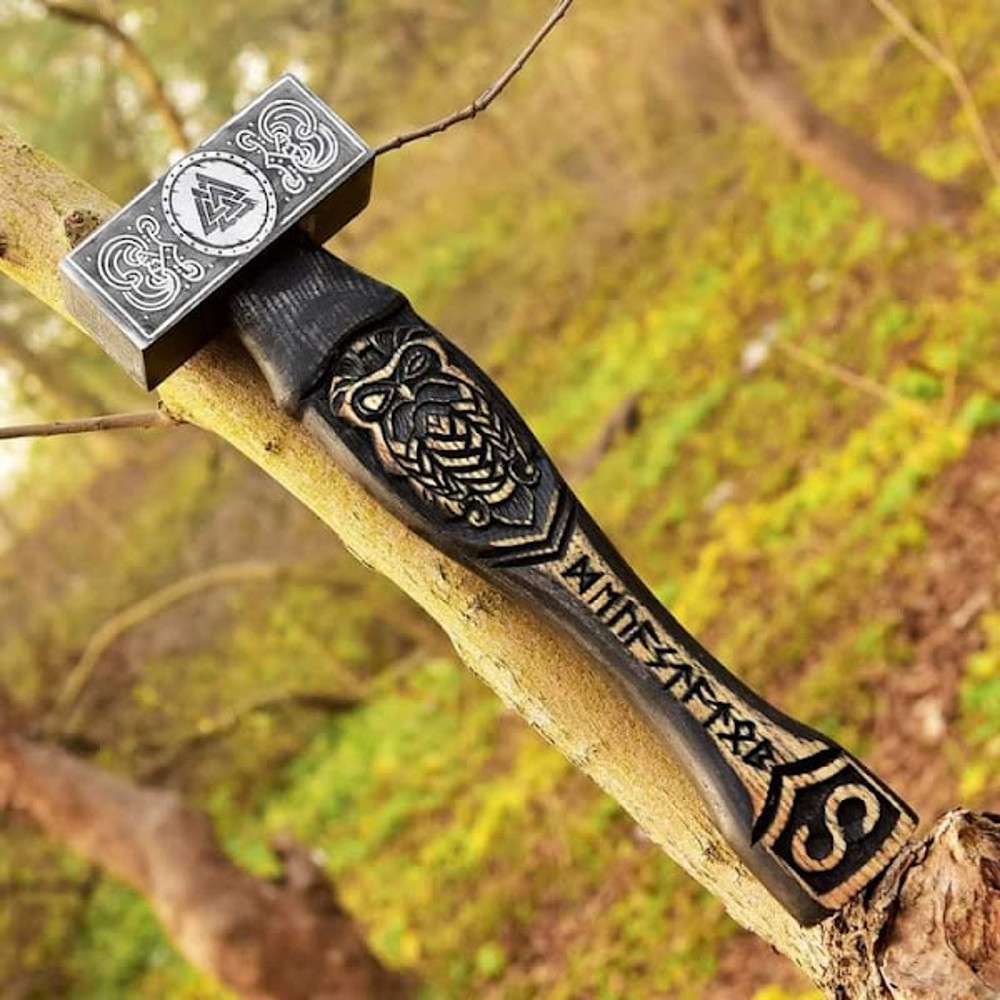 Custom Handmade Combat Survival Camping Hunting Viking Tactical Tomahawk Hammer With Leather Sheathe Gift For USA 4