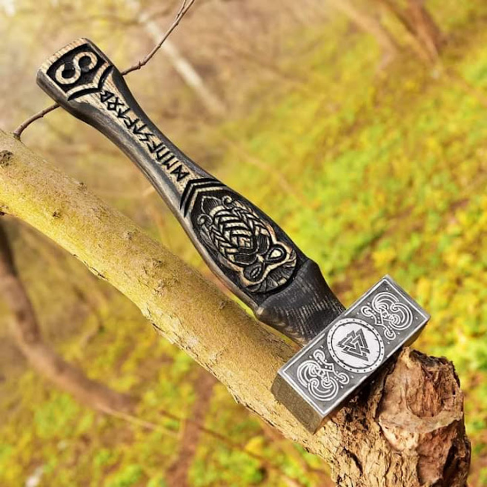 Custom Handmade Combat Survival Camping Hunting Viking Tactical Tomahawk Hammer With Leather Sheathe Gift For USA 6