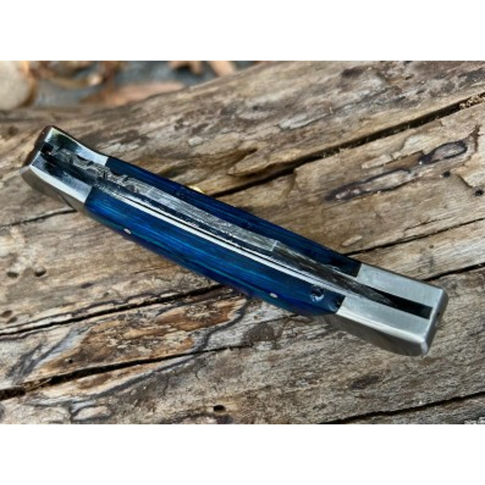 Handmade Damascus Steel Pocket Knife Dollar Sheathe  Back Luck Handle With Leather Sheathe Gift For USA Fathers Day 3