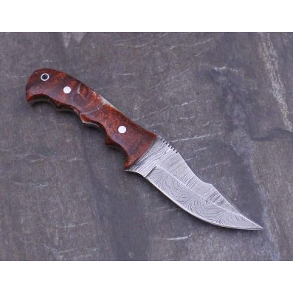 Handmade Damascus Steel Hunting Knife Skinner Knife Resin Handle With Leather Sheathe Gift For USA Fathers Day Gift 2