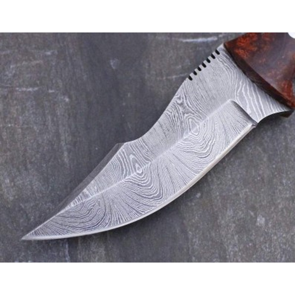 Handmade Damascus Steel Hunting Knife Skinner Knife Resin Handle With Leather Sheathe Gift For USA Fathers Day Gift 3