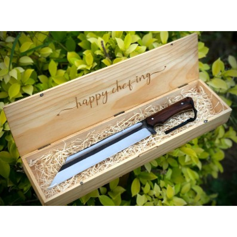 Handmade Carbon Steel Hunting Knife Wood Handle With Wood Gift Box With Leather Sheathe Gift For USA Fathers Day Gift 2
