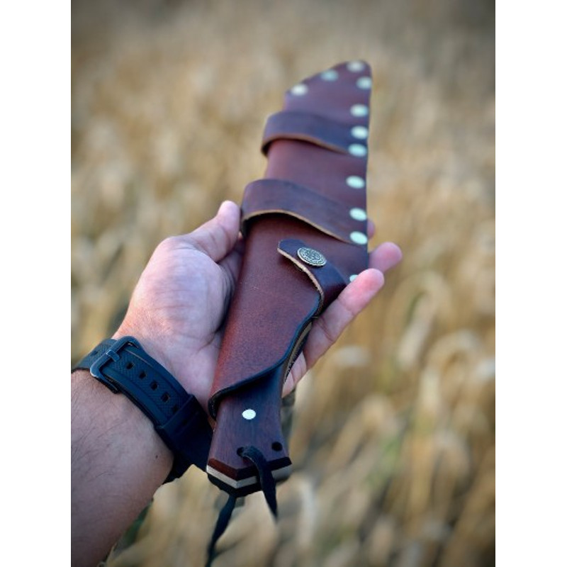 Handmade Carbon Steel Hunting Knife Wood Handle With Wood Gift Box With Leather Sheathe Gift For USA Fathers Day Gift 7