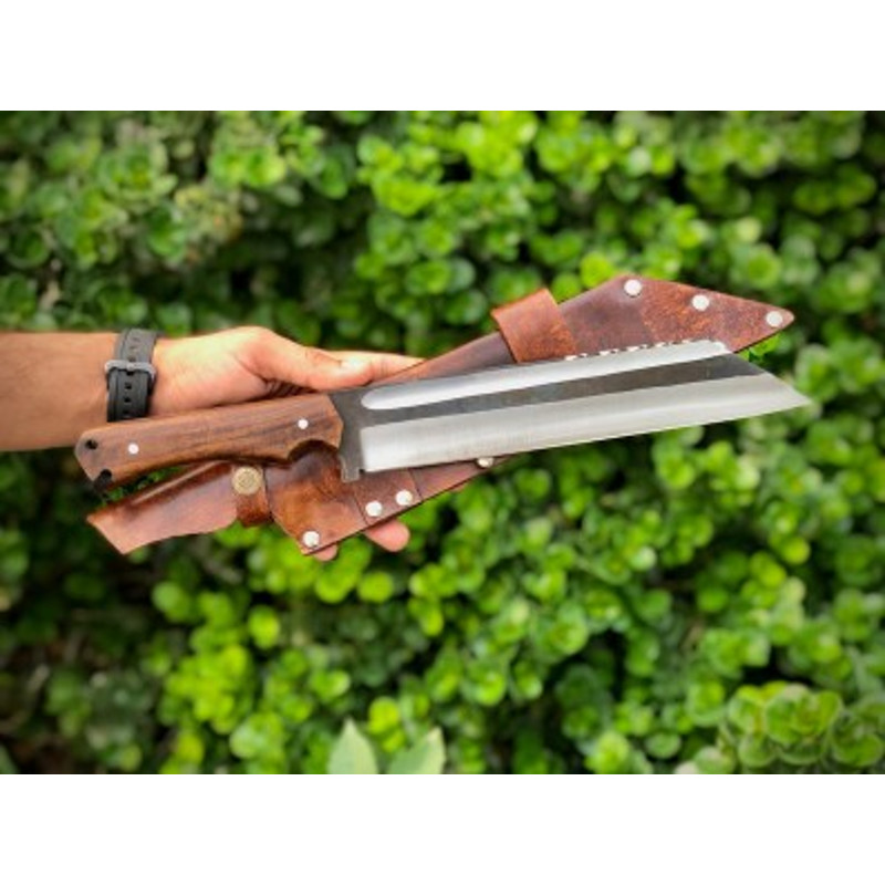 Handmade Carbon Steel Hunting Knife Wood Handle With Wood Gift Box With Leather Sheathe Gift For USA Fathers Day Gift 0