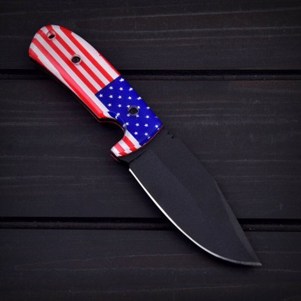 Handmade Carbon Steel Skinner Knife Sheathe Handle USA Flag Handle With Leather Sheathe Gift For USA Fathers Day Gift 3