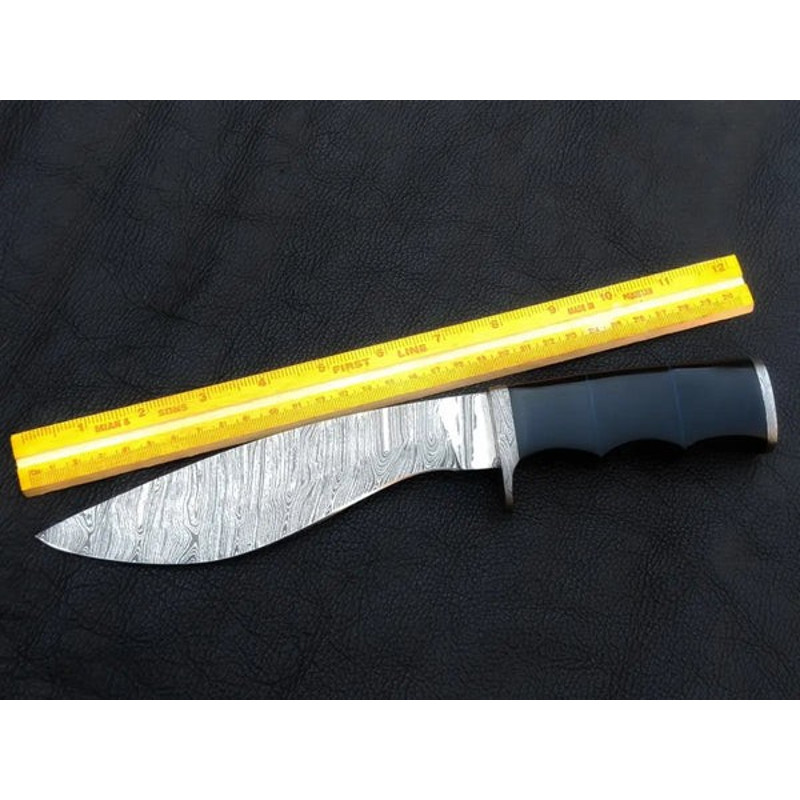 Handmade Damascus Steel Hunting Knife Buffalo Horn  Steel Hnadle With Leather Sheathe Gift For USA Fathers Day Gift 4