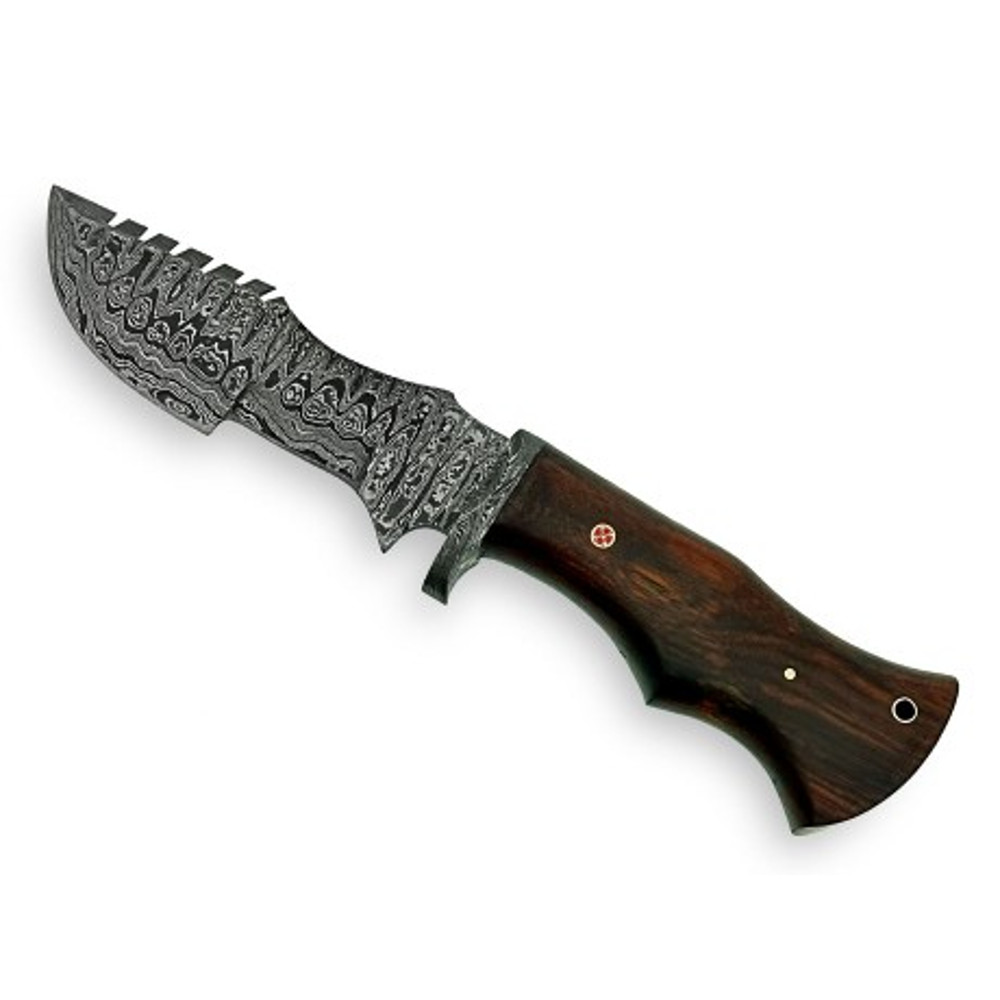 Handmade Damascus Steel Tarakar Knife Fixed Blade Wood Handle With Leather Sheathe Gift For USA Fathers Day Gift 4