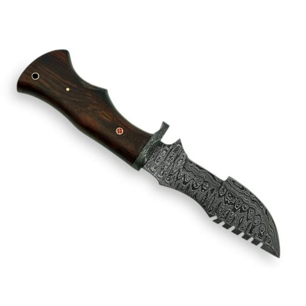 Handmade Damascus Steel Tarakar Knife Fixed Blade Wood Handle With Leather Sheathe Gift For USA Fathers Day Gift 7