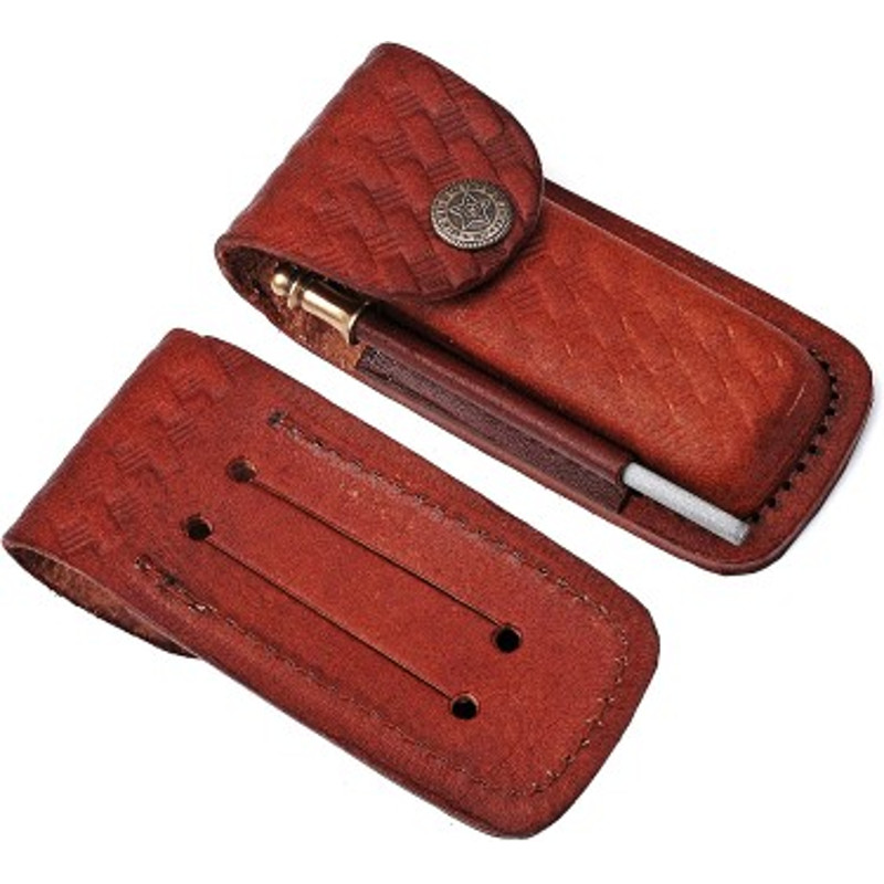 Handmade Damascus Steel Pocket Knife Dollar Sheathe Brass Handle With Leather Sheathe Gift For USA Fathers Day Gift 7