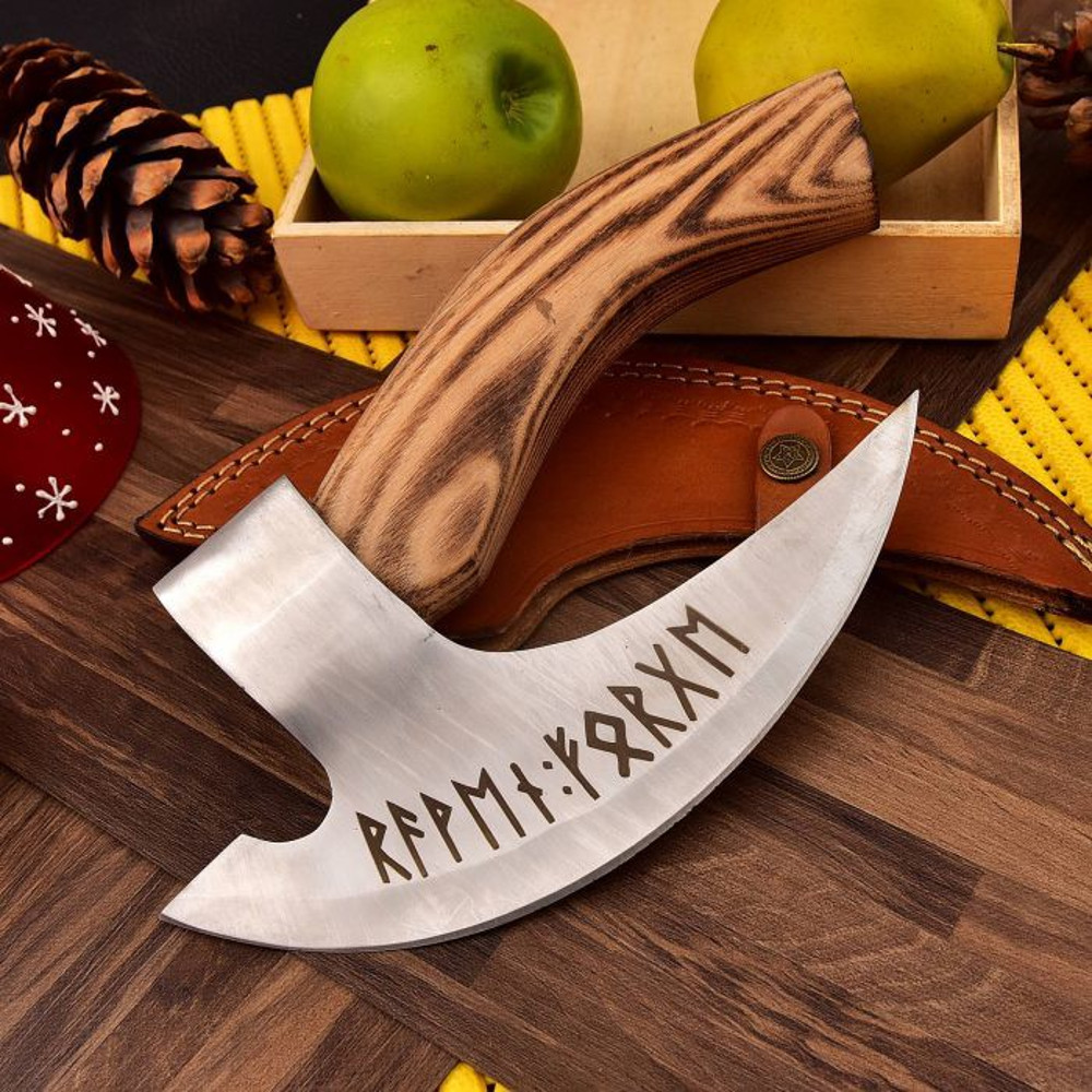 Handmade D2 Steel Pizza Axe Viking Axe Wood Handle With Leather Sheathe Gift For USA Fathers Day Gift For Men Groom 0