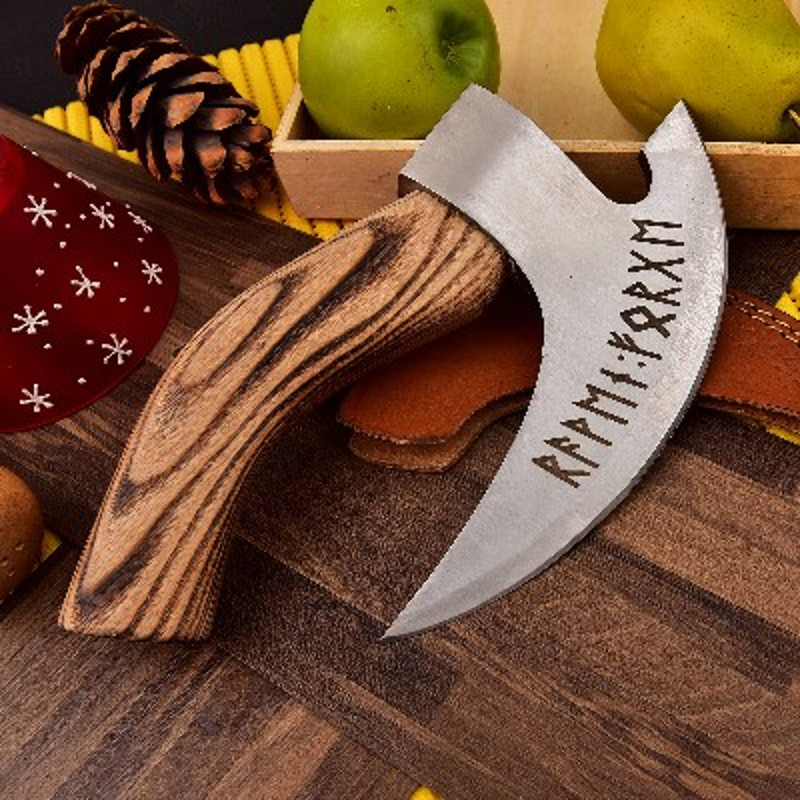 Handmade D2 Steel Pizza Axe Viking Axe Wood Handle With Leather Sheathe Gift For USA Fathers Day Gift For Men Groom 1