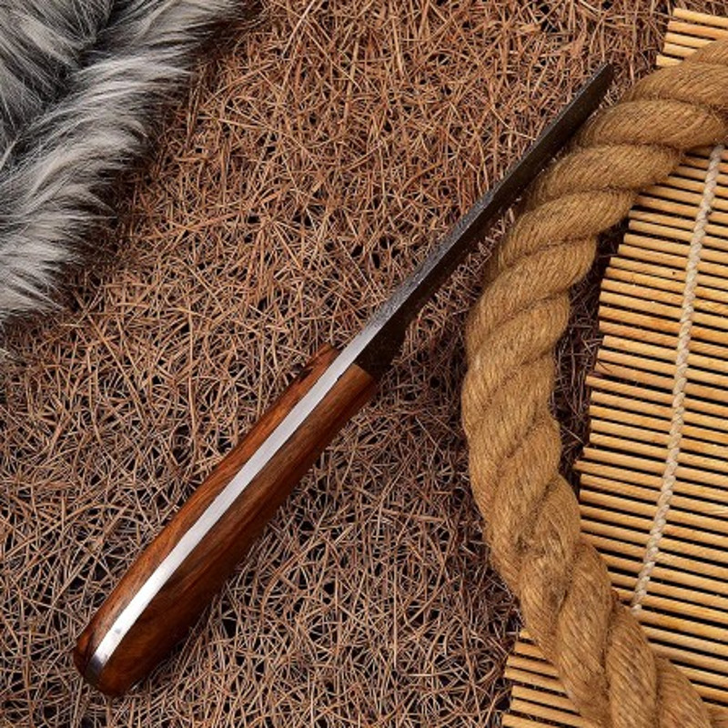 Handmade Damascus Steel Bull Cutter Knife Hunting Knife Wood Handle With Leather Sheathe Gift For USA Fathers Day Gift 1