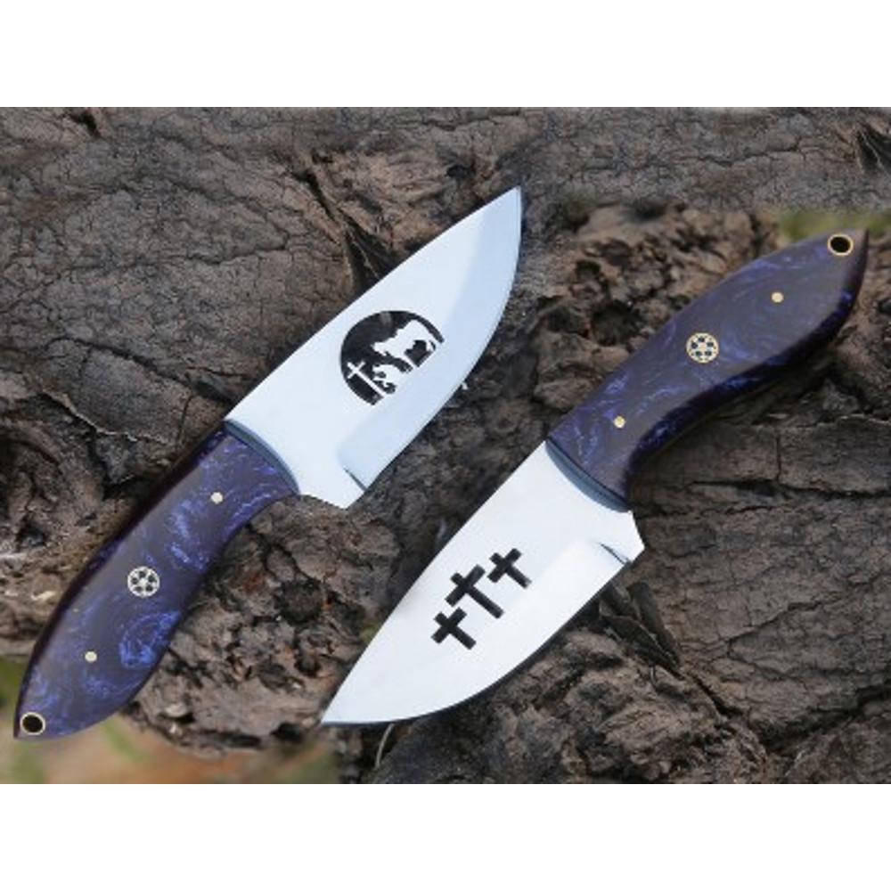 Handmade D2 Steel Skinner Knife 2 Pec Lot Off Knife Resin Handle With Leather Sheathe Gift For USA Fathers Day Gift 0