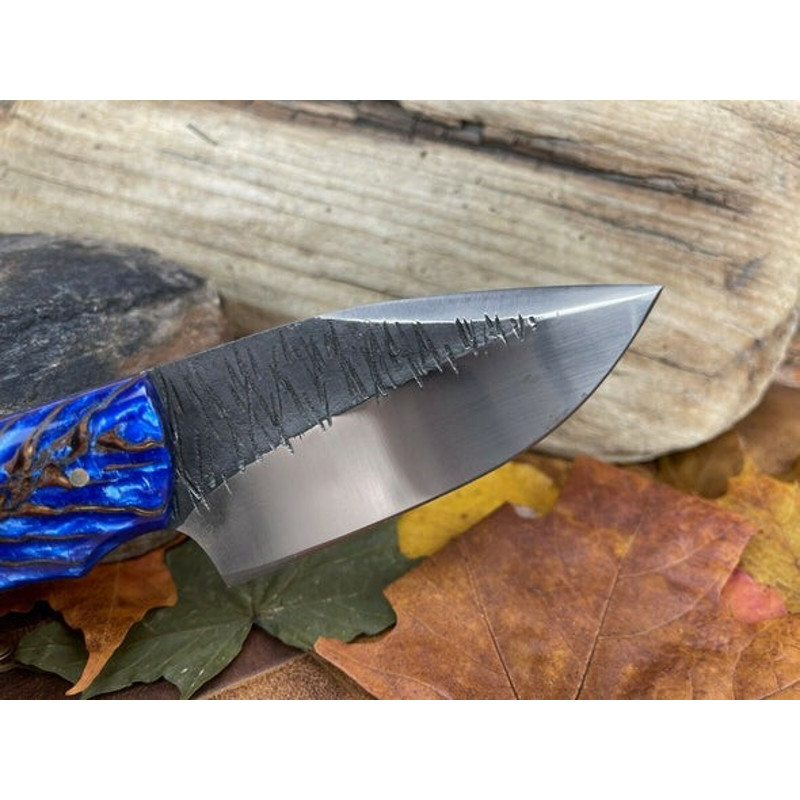 Handmade D2 Steel Skinner Knife Sharp Blade Resin Handle With Leather Sheathe Gift For USA Fathers Day Gift For Men 1