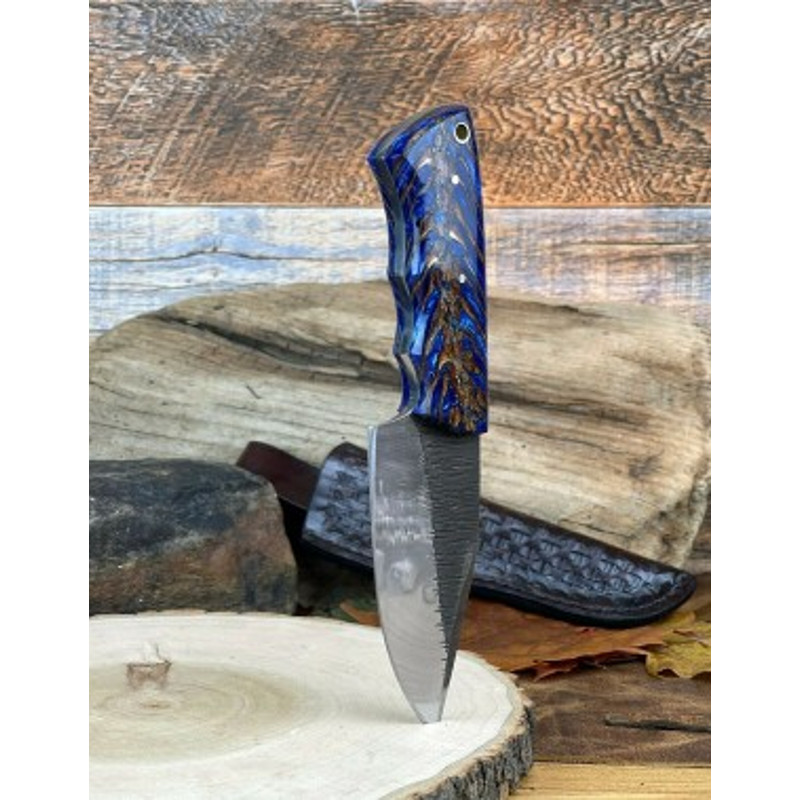 Handmade D2 Steel Skinner Knife Sharp Blade Resin Handle With Leather Sheathe Gift For USA Fathers Day Gift For Men 2