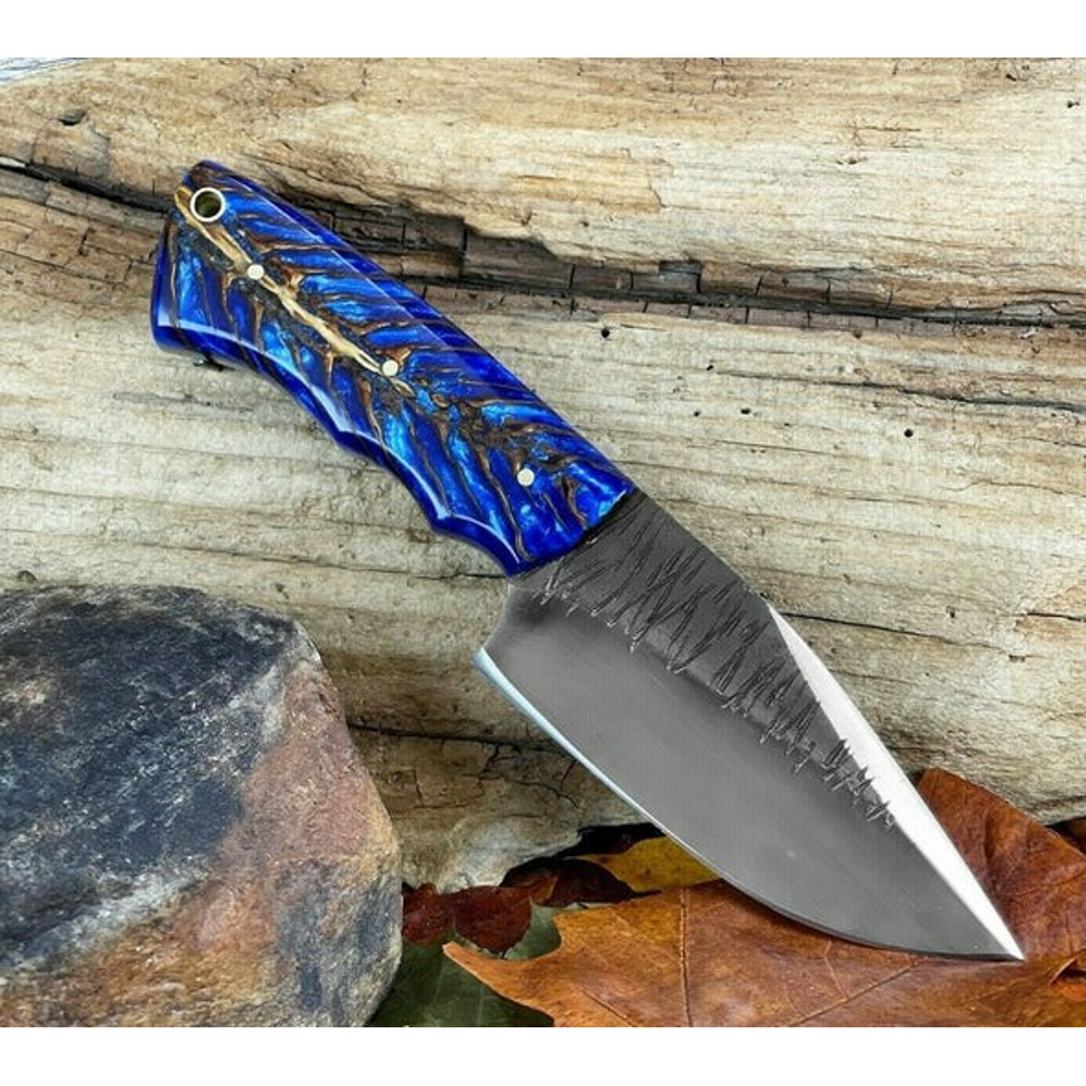 Handmade D2 Steel Skinner Knife Sharp Blade Resin Handle With Leather Sheathe Gift For USA Fathers Day Gift For Men 3