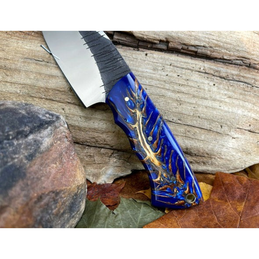 Handmade D2 Steel Skinner Knife Sharp Blade Resin Handle With Leather Sheathe Gift For USA Fathers Day Gift For Men 5