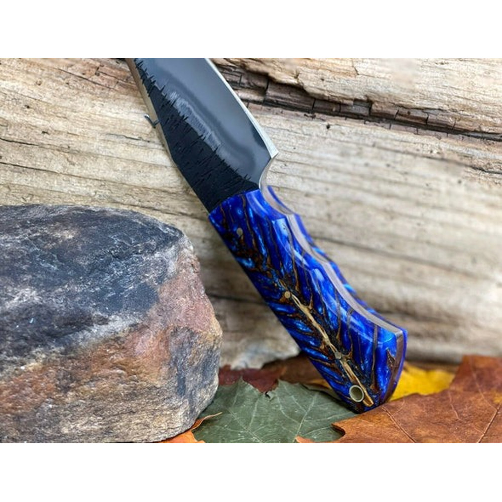 Handmade D2 Steel Skinner Knife Sharp Blade Resin Handle With Leather Sheathe Gift For USA Fathers Day Gift For Men 8