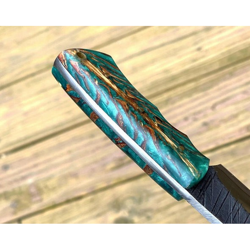 Handmade D2 Steel Skinner Knife Fixed Blade Risen Handle With Leather Sheathe Gift For USA Fathers Day Gift For Men 4