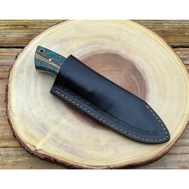 Handmade D2 Steel Skinner Knife Fixed Blade Risen Handle With Leather Sheathe Gift For USA Fathers Day Gift For Men 6
