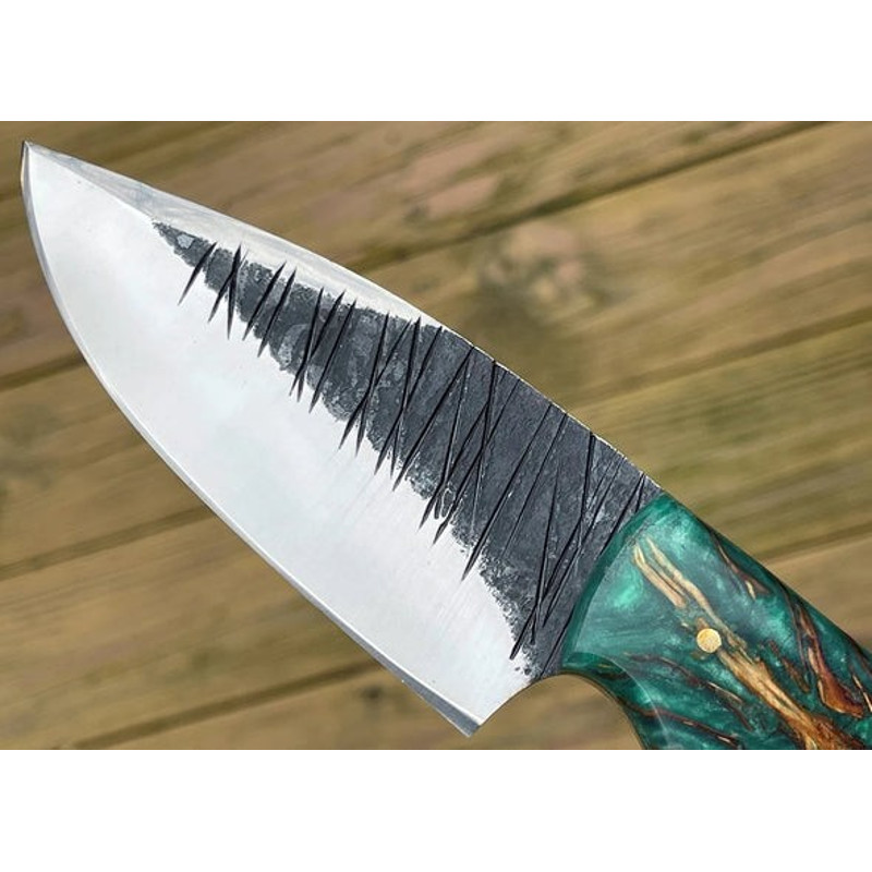 Handmade D2 Steel Skinner Knife Fixed Blade Risen Handle With Leather Sheathe Gift For USA Fathers Day Gift For Men 5