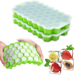 37 cavity honeycomb ice cube trays, reusable silicone, bpa free, with lids
