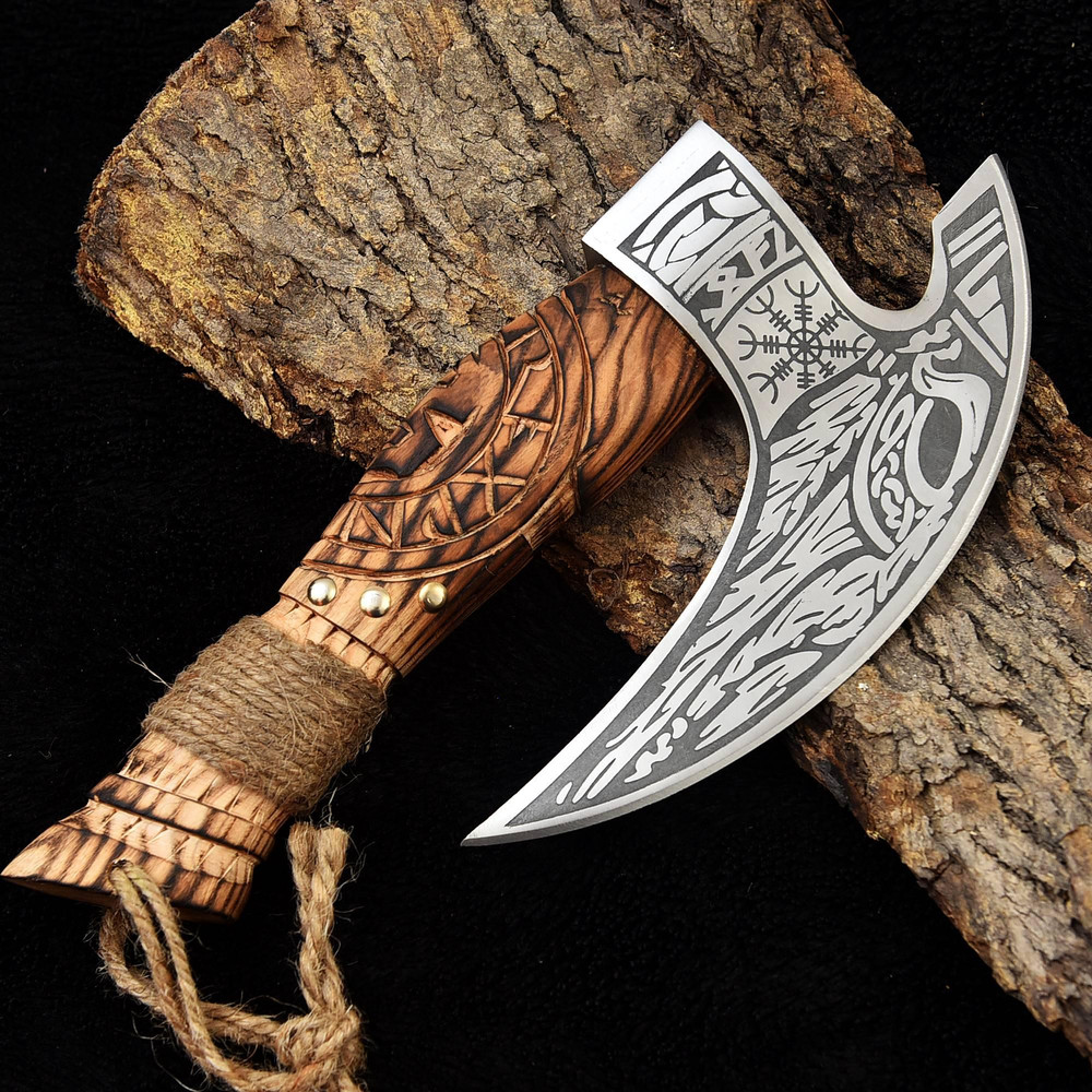 Kmcutlery Forged In Fire Custom Made Viking Axe Pizza Cutter 9001 0