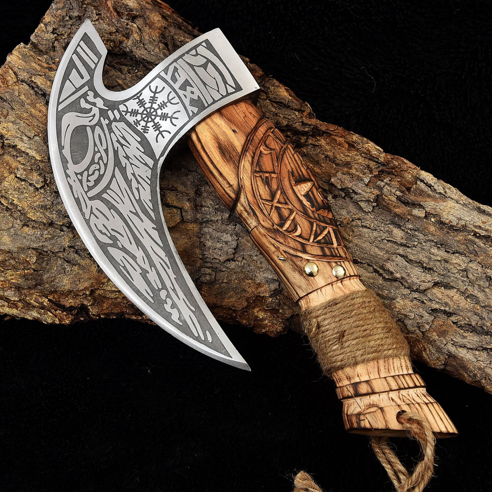 Kmcutlery Forged In Fire Custom Made Viking Axe Pizza Cutter 9001 1