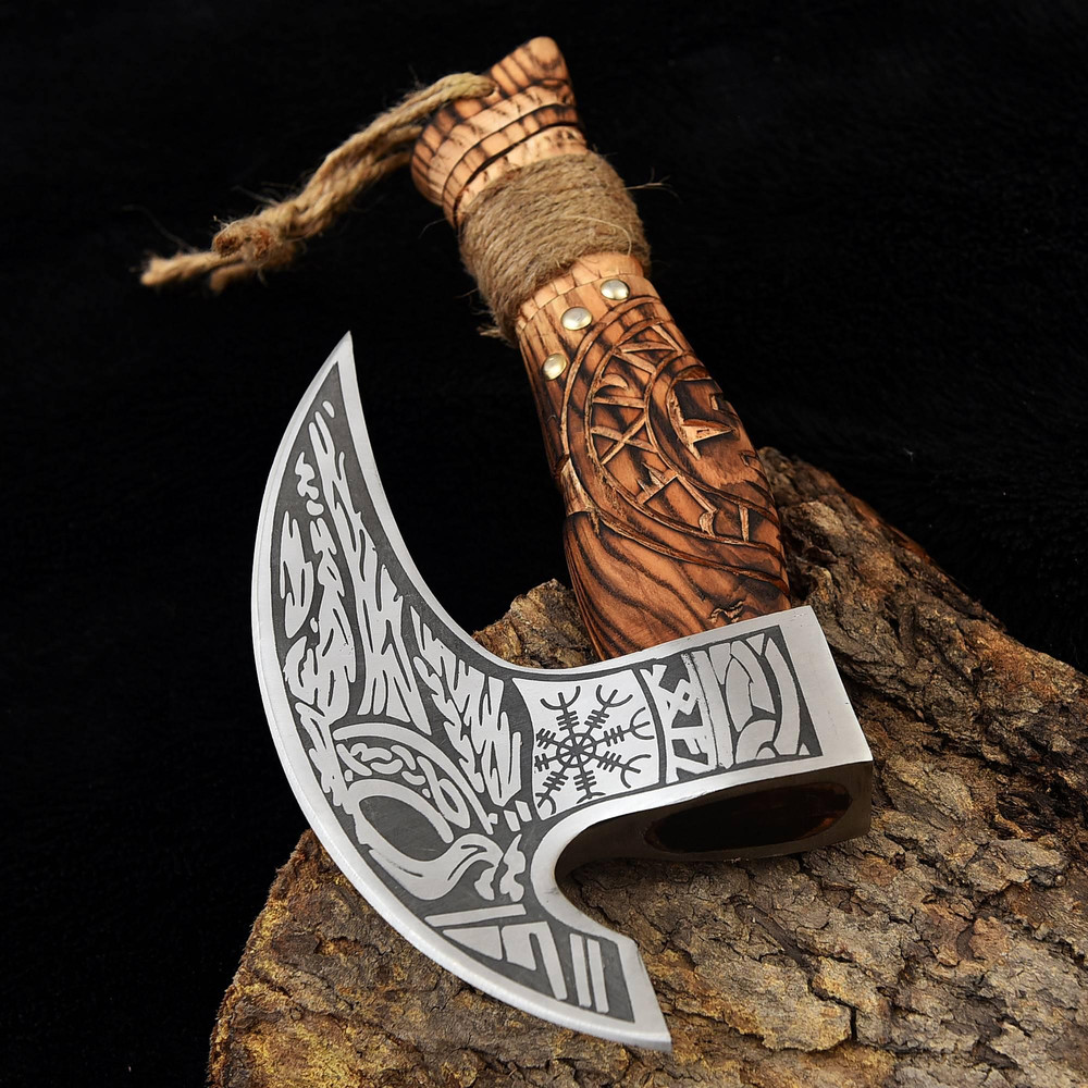 Kmcutlery Forged In Fire Custom Made Viking Axe Pizza Cutter 9001 3