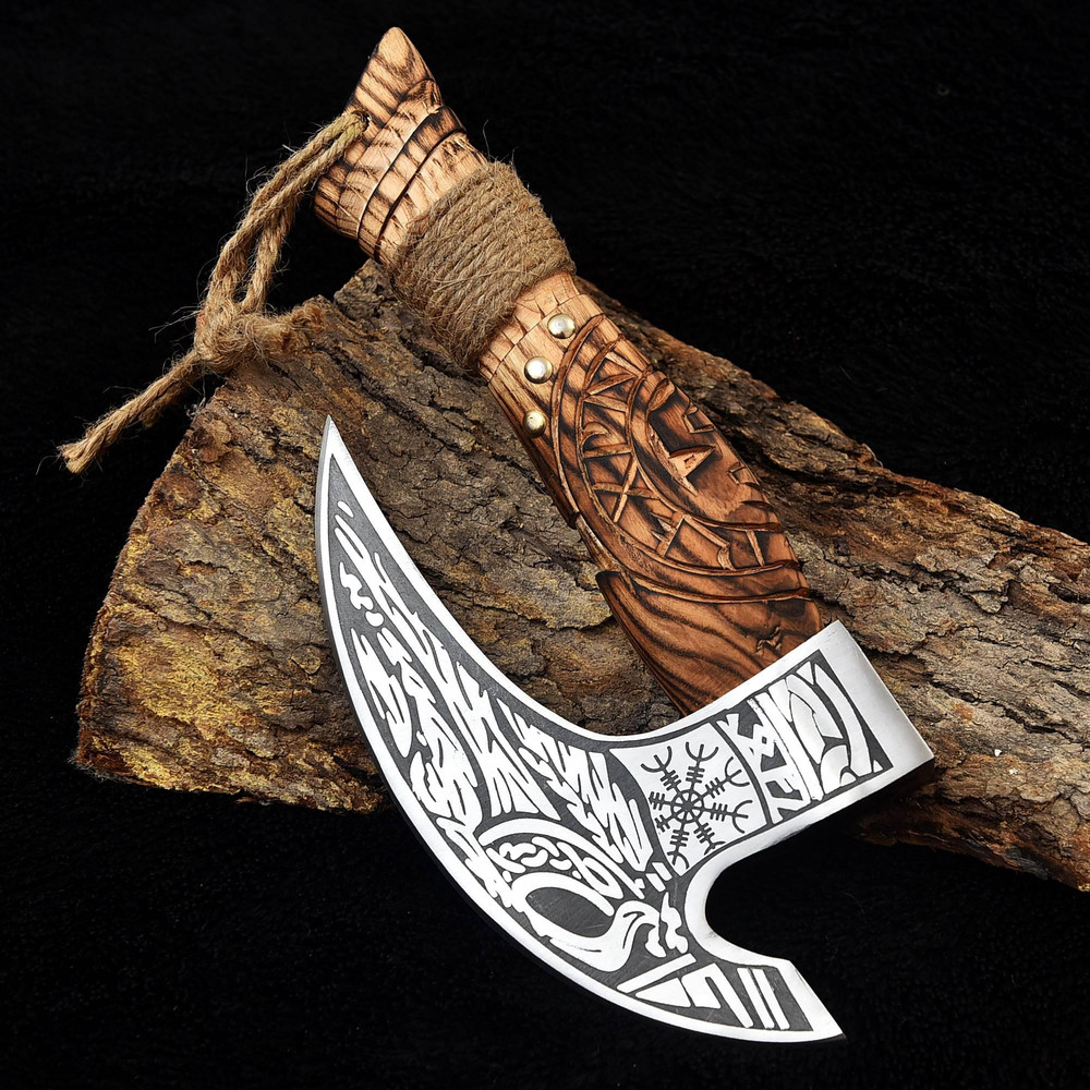 Kmcutlery Forged In Fire Custom Made Viking Axe Pizza Cutter 9001 4